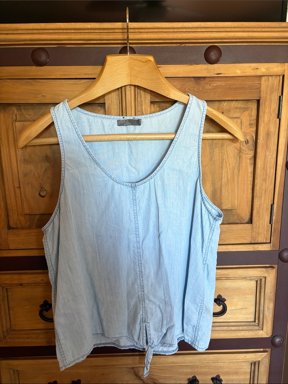 Prana Light Blue Tie-Front Tank Top